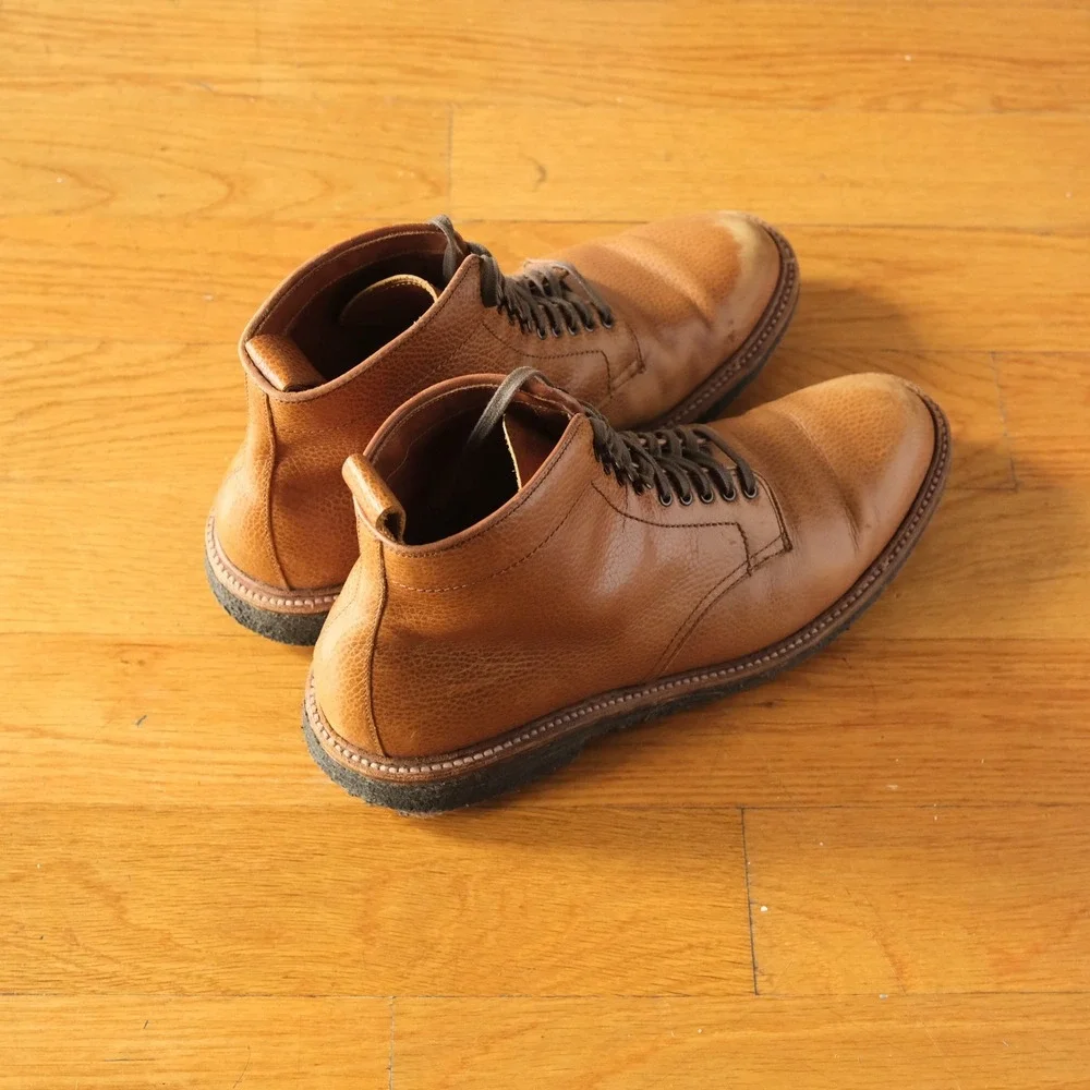 Alden for J.Crew Country Calfskin Plain Toe Boots Tan Pebble Grain 10.5 D D4816H
